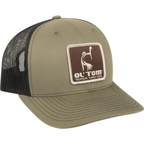 Drake Waterfowl Ol Tom Mesh Back Patch Cap - Classic Breathable 6-Panel Hunting Trucker Cap with Adjustable Snapback Closure Olive