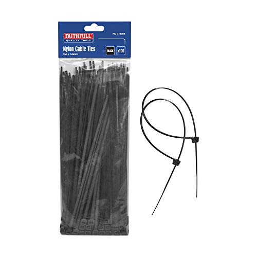 Faithfull CT150B 150 x 3.6mm Cable Ties (Pack of 100) -Black