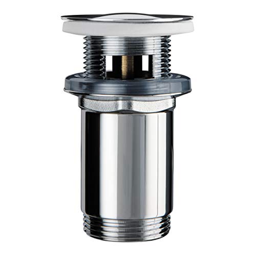 Wirquin 30723417 Ablaufgarnitur für Waschbecken, Messing, Quick Clac-System – innen zu überlaufender Körper lang