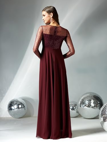 Image of Miss Chase Women's Long Sleeve Sequin Maxi Dress