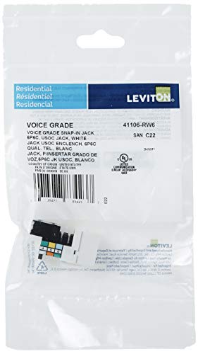 Conector QuickPort Leviton 41106-RW6 de grado de voz en color blanco 5