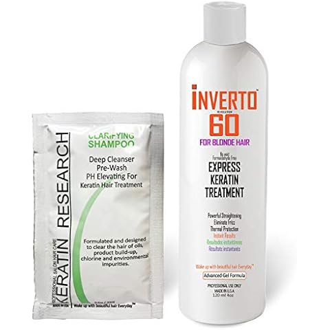 Blonde INVERTO 60 Brazilian Keratin Express Blowout Treatment Specifically Designed for blonde and Light Colored Hair Formaldehyde Free by Inverto Revolution (120ml) Cover