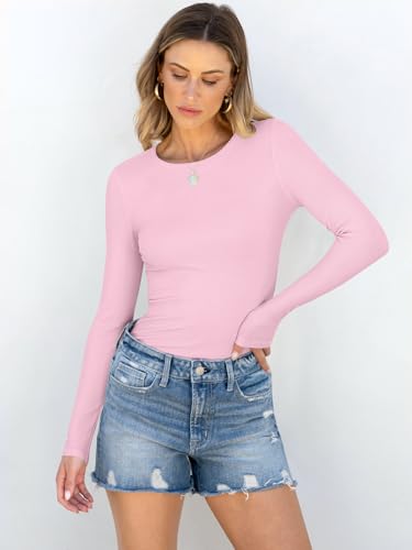 Image of ANRABESS Women Long Sleeve Shirts Rib Knit Slim Fit Tops Basic Tee Spring Outfits Casual T-Shirt Underscrubs Layer Clothes