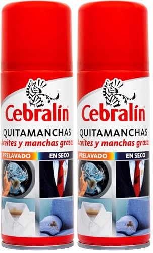 Cebralin - Quitamanchas en Spray, Elimina Manchas de Aceite y Grasas en Textiles, Uso en Seco y Prelavado - 200 ml (Paquete de 2)