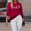 Dresswel Womens Sweatshirt Vintage Funny Smile Face Graphic Print Crewneck Long Sleeve Tops Ladies Pullover Basic Jumpers Blouse 2025 NEW #2