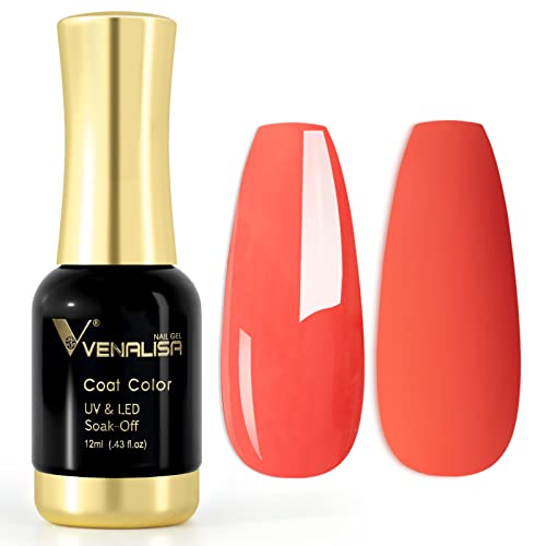 VENALISA 12ml Light Orange Gel Nail Polish Soak Off Nail Lamp UV LED Natural Nail Gel Polish Nail Art DIY Manicure French Gifts, 0.43 OZ