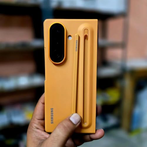 Image of Magnetic Original for Samsung Galaxy Z Fold 7 Case /Cover with S Pen | 360 Full Protection Cover | Slim Matte Hard Back Case | Premium Shockproof Design Durable, Ultraslim (Orange)