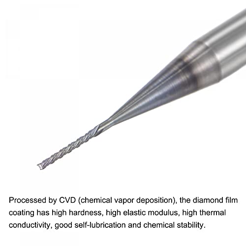 Image of uxcell End Mill CNC Router Bits, 0.5mm x 4mm 1 /8 inch Shank Diamond Film Coated Carbide Engraving Bit Milling Cutter Left Hand for PCB Plastic Fiber Wood 5pcs
