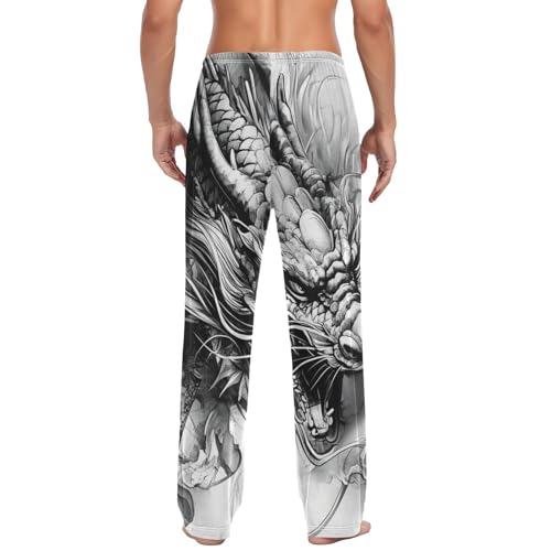 Men's Pajama Bottoms Chinese Dragon Woman Lounge Pajama Pants Sleep Bottoms with Pockets for Men S2