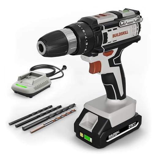 BUILDSKILL 21V Cordless Drill Machine for Home Use | Impact Drill with 10MM Keyless Chuck | 1.5 Ah Single Battery | Charger | Variable Speed | LED Light | Battery Drill Machine | 6 Months Warranty