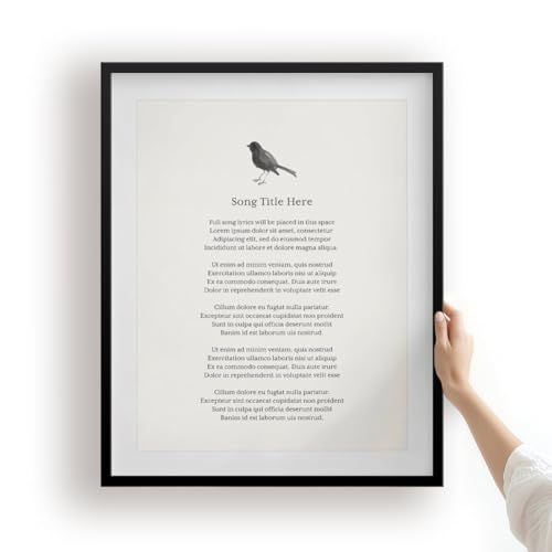 Custom Song Lyrics Poem Quote, Personalized Inspirational Bird Wall Art
