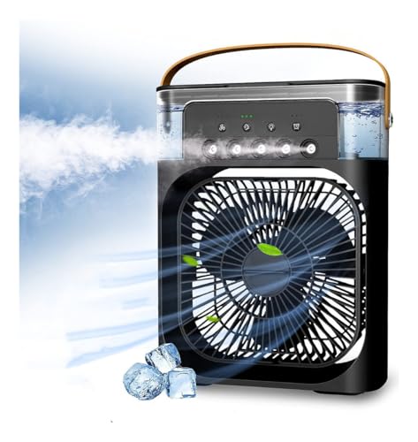 Ventilador Portátil de Mesa Mini Ar Condicionado Umidificador Climatizador Led Água e Gelo 3 Velocidades Led