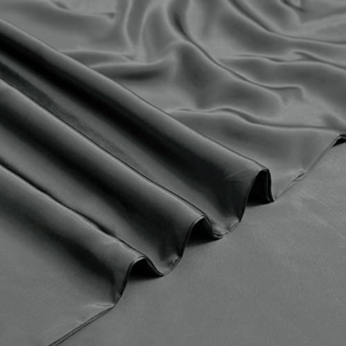 Image of NSGZ Satin Duvet Cover for Weighted Blanket, 60x80, 8 Ties, Dark Grey | 8 Ties And Zipper For Secure Fit, Cooling Satin Gentle On Skin, Machine Washable, Fits 48x72 And 60x80 Weighted Blankets