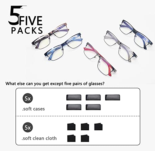 Ytljgj 5 Pairs Reading Glasses For Women And Men, Trendy Blue Light Blocking Readers,Computer Anti Glare Eyeglasses #TOP4