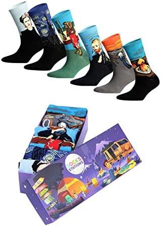 Socks Stations Artistic Socks, Art Patterned Socks, 6 In One Pack Socks, Funny Socks, Stylish Socks For Women, Unisex Socks, Casual Art Socks, Socks For Artists, Art Socks, 6 To 11 Size Socks
