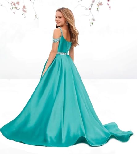 Satin Pageant Dresses for Girls Rhinestone Flower Girl Dress Princess Party Formal Party Communion Gowns for Wedding2