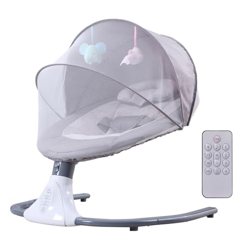 Baby Swing Chair Baby Swing and Bouncer - Electric Baby Bouncer Chair with Remote Control and Mosquito Net: 4 Speeds & 4 Timer & 12 Preset Lullabies Supports BT Connection USB Flash Drive