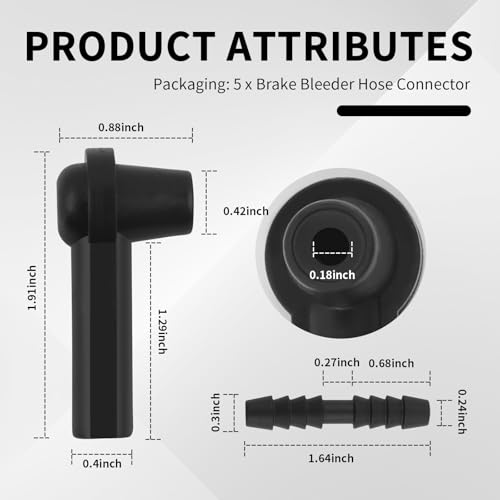 Image of 5PCS Brake Bleeder Kit Connector,Brake Fluid Bleeder Kit Bleeding Adapter Joint for Quick Brake Fluid /Air Changes,Brake Bleeder Hose Connector Fit Brake Bleeder Bottle,Vacuum Brake Bleeder