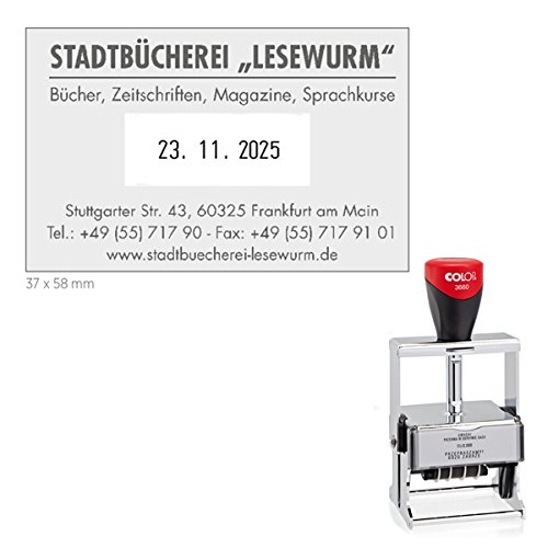 Stempel Colop Heavy Duty Expert Line 3660 | Datumstempel mit individueller Textplatte/Logo |präziser Stempel ideal für alltägliche Bürotätigkeiten | kompatibel für Microban | 37 x 58 mm - 7 Zeilen