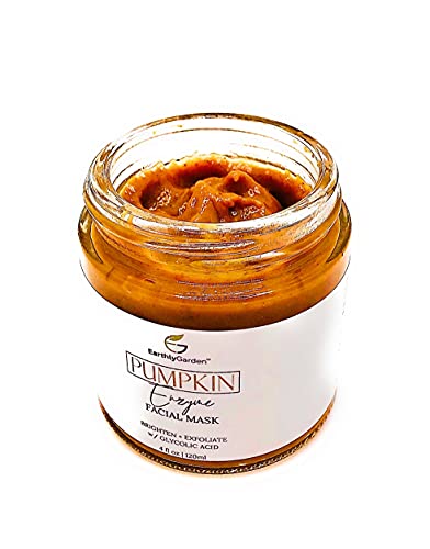 Earthly Garden Pumpkin Enzyme Face Mask | 4oz Natural & Vegan Exfoliating Enzyme Mask to Brighten & Lighten Dullness, Acne Scars, Dark Spots | Moisturizing | Anti-Aging | Reduce Fine Lines + Wrinkles | Enlarged Pores | For Sensitive Skin, Dry Skin, A