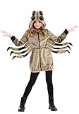 Fun Costumes Cozy Tarantula Costume For Girls, Furry Spider Hooded Jacket For Kids With Attached Insect Legs and Stuffed Eyes
