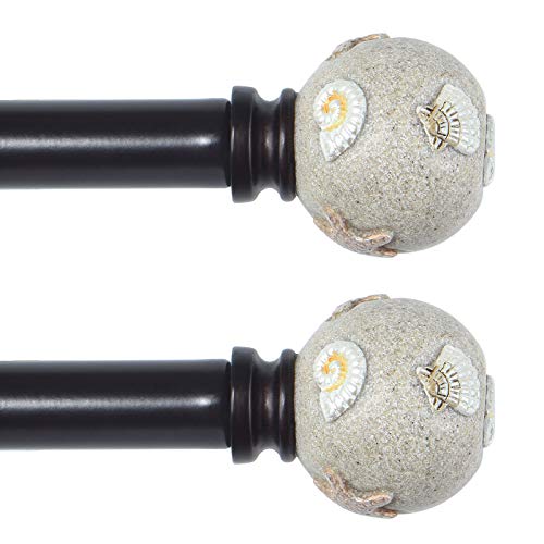 KAMANINA Curtain Rods 32 to 58 Inches (2.6-4.8ft), Antique Bronze Single Curtain Rod for Windows, 7/8 Inch Decorative Drapery Rod with Round Finials Antique Bronze 32-58"