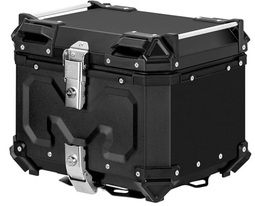 JBJSHHY バイク リアボックス 用 45L/55L/65L 大容量 トップケース ボックス オートバイボックス モノキーケース アルミ合金製 四角 取り付けベース付き 着脱簡単 軽量 防犯対策 汎用 IP68防水 耐衝撃 キャンプ/通勤/デリバリーな