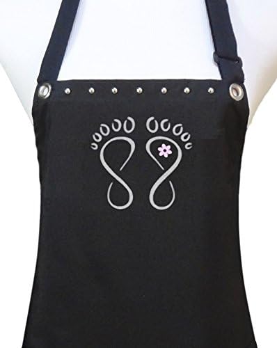 Manicure Pedicure Nail Tech Apron, Footprints Flower (Pink)