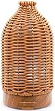 VICTORIA AROMA Essential Oil Diffuser - Multifunction Aromatherapy Diffuser 7 LED Color Changing Light 100ML Rattan Diffuser Easy to Clean Suitable for Home,Office (Tan)