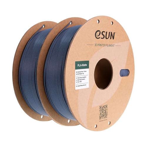 Image of eSUN Matte PLA Filament 1.75mm 3D Printing Filament Grey PLA, 1kg Cardboard Spool(2.2lbs) 3D Printer Filament for Most FDM 3D Printers, Dark Grey 2Pack