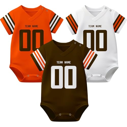 Image of KREDE Baby Clothes Unisex Bodysuit Jersey Style Custom Name Number for Baby Boys