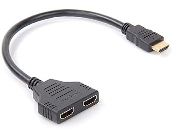 HDMI Splitter Adapter Cable HDMI Y Splitter, 1080P HD HDMI Port Male to 2 Female 1In 2 Out Splitter Cable Adapter