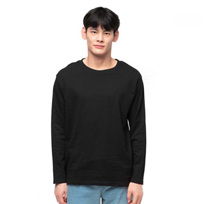 Image of Men's Solid Regular Fit Full Sleeve Round Neck Cotton T-Shirt
