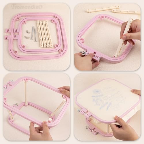 Image of Framendino, Double Layer Embroidery Stand Hoop Hoops Frame for Sewing Craft Projects Purple