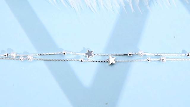 Bracciale Donna Argento Con Stelle E Perline - Doppio Giro Regolabile, Placcato Argento, Ipoallergenico, Regalo Per Anniversario, Natale, San Valentino