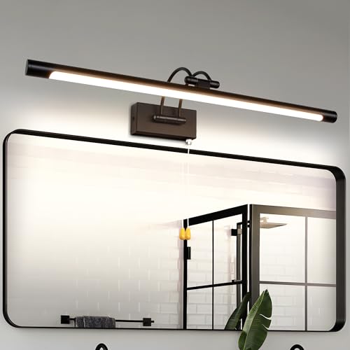 MantoLite Applique Salle de Bain avec Interrupteur, Appliques pour Tableaux pour mur 60CM 12W 1320lm Appliqué à LED Noir Miroir Applique Murale pour Tableaux...