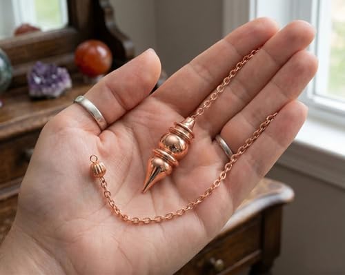 Image of Openable Cone Copper Pendulum for Reiki Healing, Dowsing & Chakra Balancing - Designer Divination & Meditation Tool for Energy Cleansing