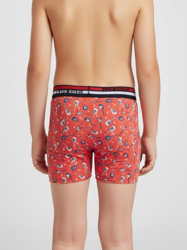 Image of Lux Cozi 100% Cotton Outer Elastic Semi Long Print Trunk for Boys | Color & Prints May Vary |Pack of 6