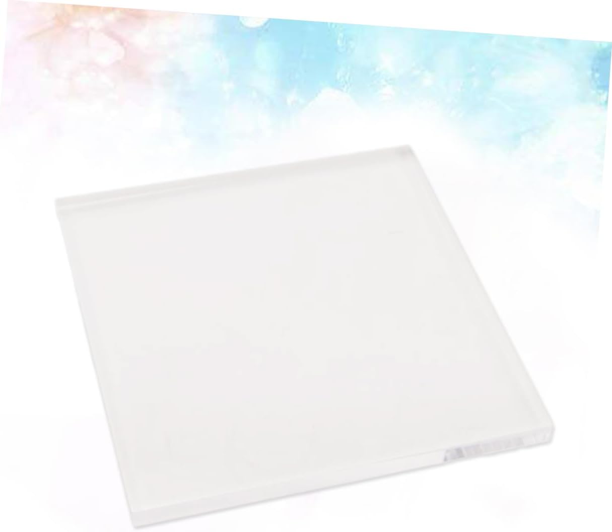 Lurrose Acrylic Stamping Block with Square Handle for Crafting Clear Stamping Pad for Scrapbooking Journals Invitations and More Easy to Clean Comfortable Grip
