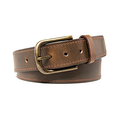 Fabio Valenti Men's Casual Jean Leather Belt 1 1/2” Wide 4MM Thick Alloy Prong Buckle Work Dress Belt for Men…2