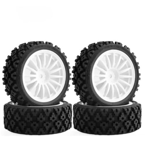 RC�^�C���J�[ For Tamiya For TT-01 For TT-02 TT01E XV01 XV02 1/10 �J�[�A�b�v�O���[�h�p�[�c�A�N�Z�T���[ 4PCS 68*28mm RC�����[�J�[�p�S���z�C�[���^�C���Z�b�g(White)