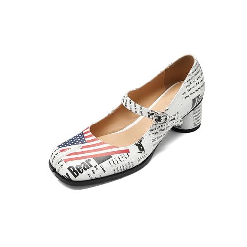 Image of Women Chunky Block High Heels Mary Janes Shoes Split Toe Tabi Shoes Ankle Strap Dress Pumps Shoes