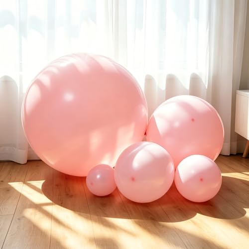 Image of KALOR 9 Pcs 36 Inch Large Pastel Pink Big Giant Round Latex Balloons