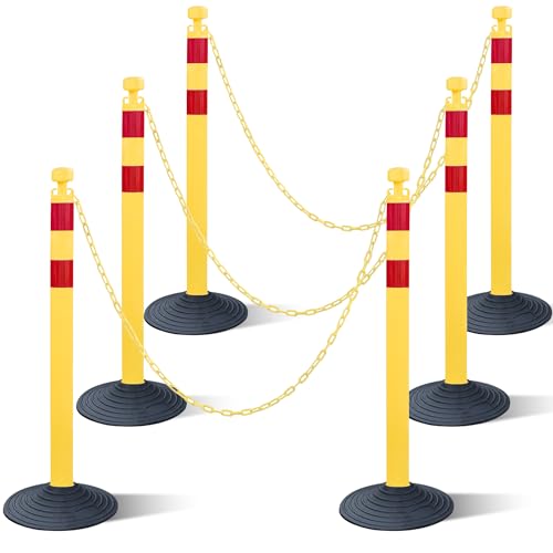 Image of OrangeStar 6 Pack 40 inch Yellow Traffic Delineator Post Cones Safety Barriers