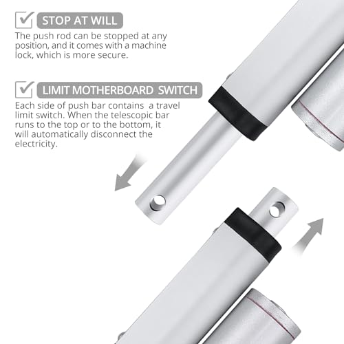 Justech DC 12V 1500N Linear Actuator Motor for Auto Car RV Electric Door Opener Vehicles Vessels Cargo TV Lift Tables Massage Beds Electric Beds Medical Chairs Electric Equipment Camera Frames