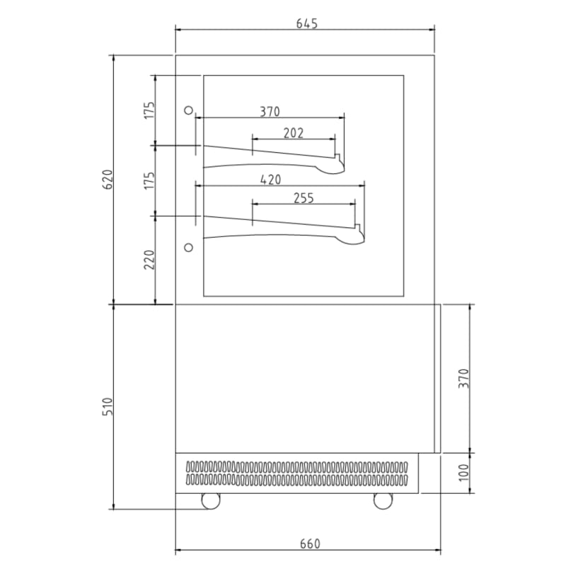 Vetrina refrigerata Kuby 1500 - 2 ripiani - 560L - LED - +2°C/+8°C - Porte scorrevoli