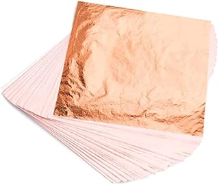 KraftiSky Copper Leaf Sheets - 100 Real Copper Foil Leaves 14x14 cm Metallic Rose Gold Leaf for Craft DIY Proejcts, Paintings, Gilding, Furniture, Makeup & Nail Art