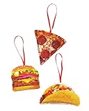 Pizza Taco Hamburger Food Christmas Ornament Set