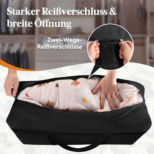 Lifewit 90L Umzugstasche aus 600D Oxford-Stoff, Große Aufbewahrungstasche mit Verstärkten Griffen für Kleidung, Bettwäsche, Decken – Schwarz, 80 x 45 x 25 cm