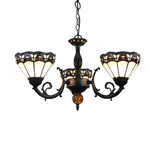 Luminaires suspendus de style vitrail romain pour éclairer un salon